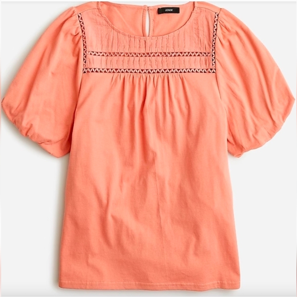 J CREW | Women's Coral Top with Embroidered Detail | Size Small